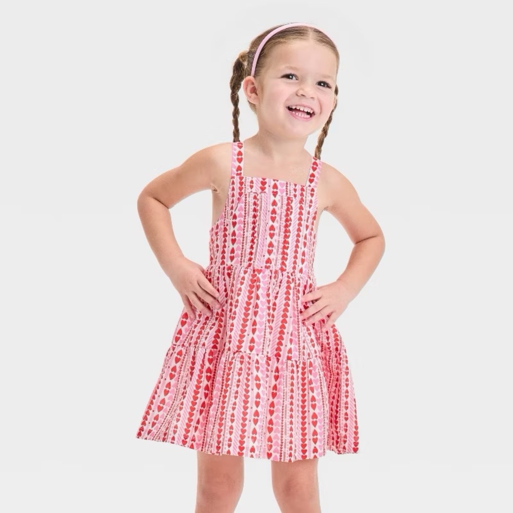 Girls' Hearts Tank Valentine's Day Dress - Cat & Jack nwt Red/Pink
